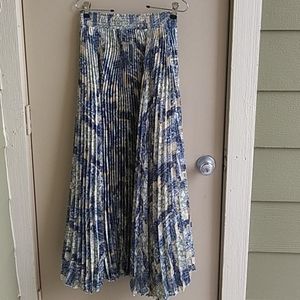 Long pleated silk skirt